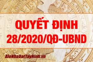 Quyết định số 28/2020/QĐ-UBND ngày 27/07/2020 Quy định về diện tích tối thiểu được tách thửa trên địa bàn tỉnh Tây Ninh