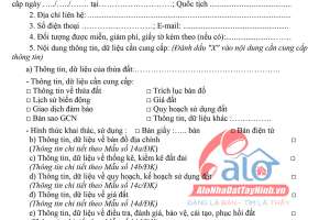 Cung cấp thông tin, dữ liệu đất đai – Phiếu yêu cầu mẫu số 14