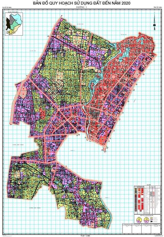 Bản đồ quy hoạch sử dụng đất đến năm 2020 phường 1, thành phố Tây Ninh