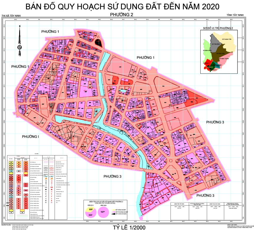Bản đồ quy hoạch sử dụng đất đến năm 2020 phường 2, thành phố Tây Ninh