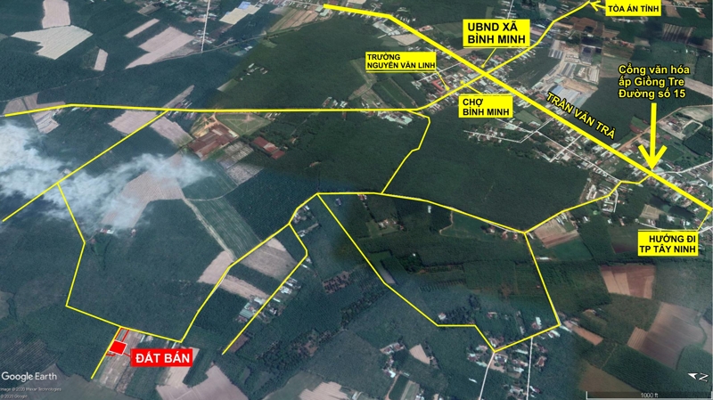 Bán đất giá rẻ tại ấp Giồng Tre, xã Bình Minh thành phố Tây Ninh cách chợ 1,2km