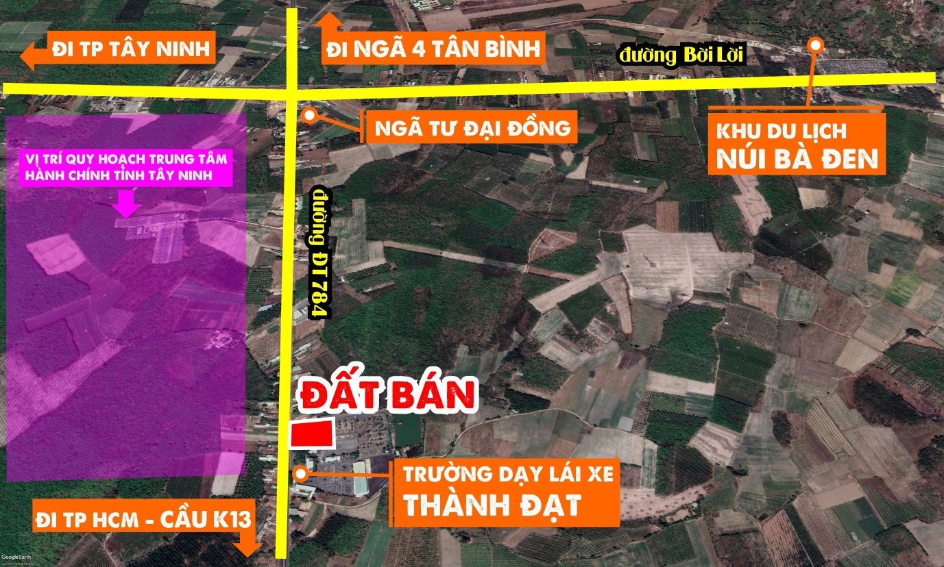 [Đất chính chủ] Đất mặt tiền đường 784, phường Ninh Thạnh, TP Tây Ninh – trường lái xe Thành Đạt, gần núi Bà đen