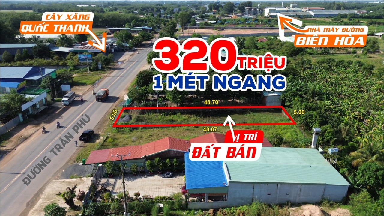 Đất mặt tiền đường Trần Phú, gần nhà máy đường Biên Hòa TTC Tây Ninh