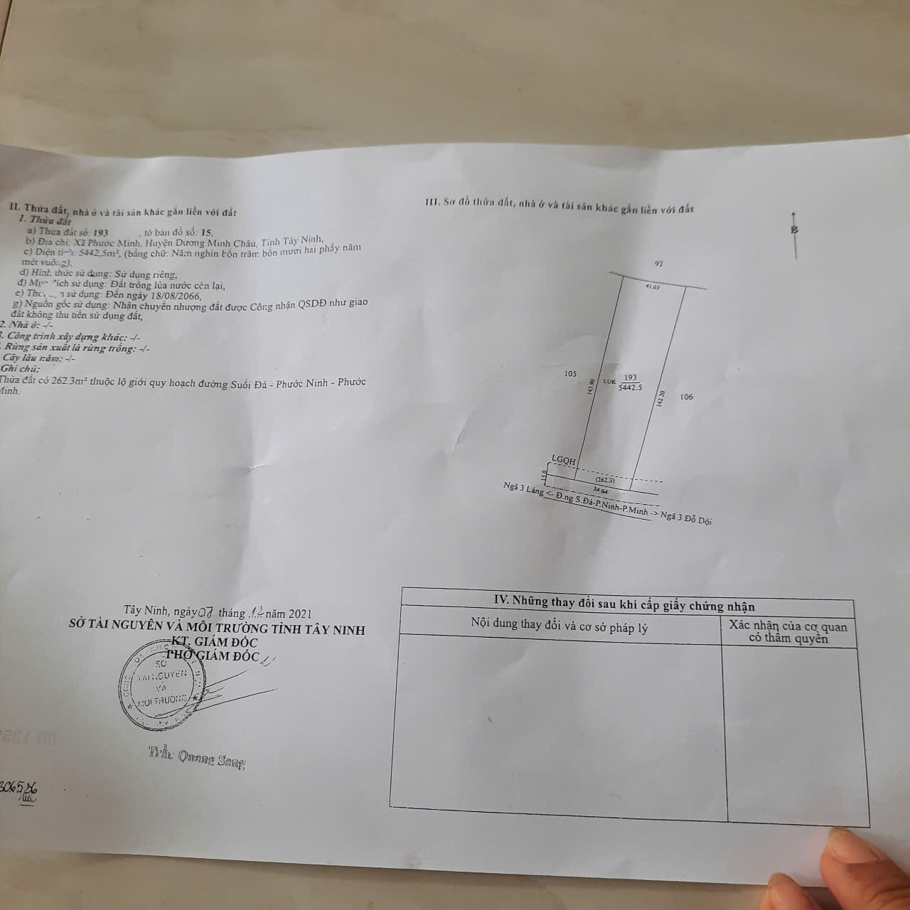 Đất mặt tiền 75 mét đường Phước Ninh – Phước Minh, Dương Minh Châu cũ