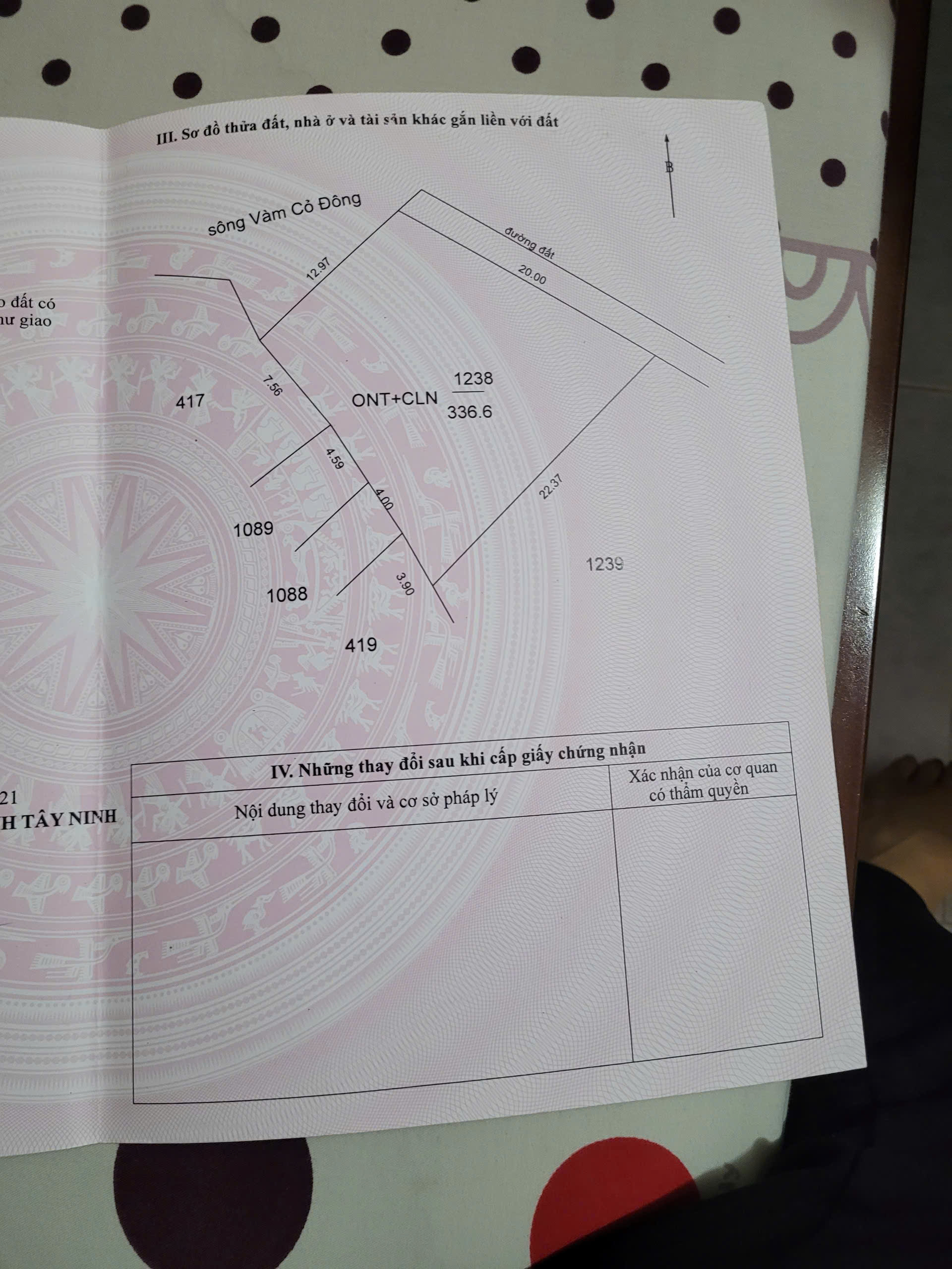 Đất Mặt Tiền Sông Vàm Cỏ, 20m mặt sông, 600m2 giá 1ty4 hàng hiếm