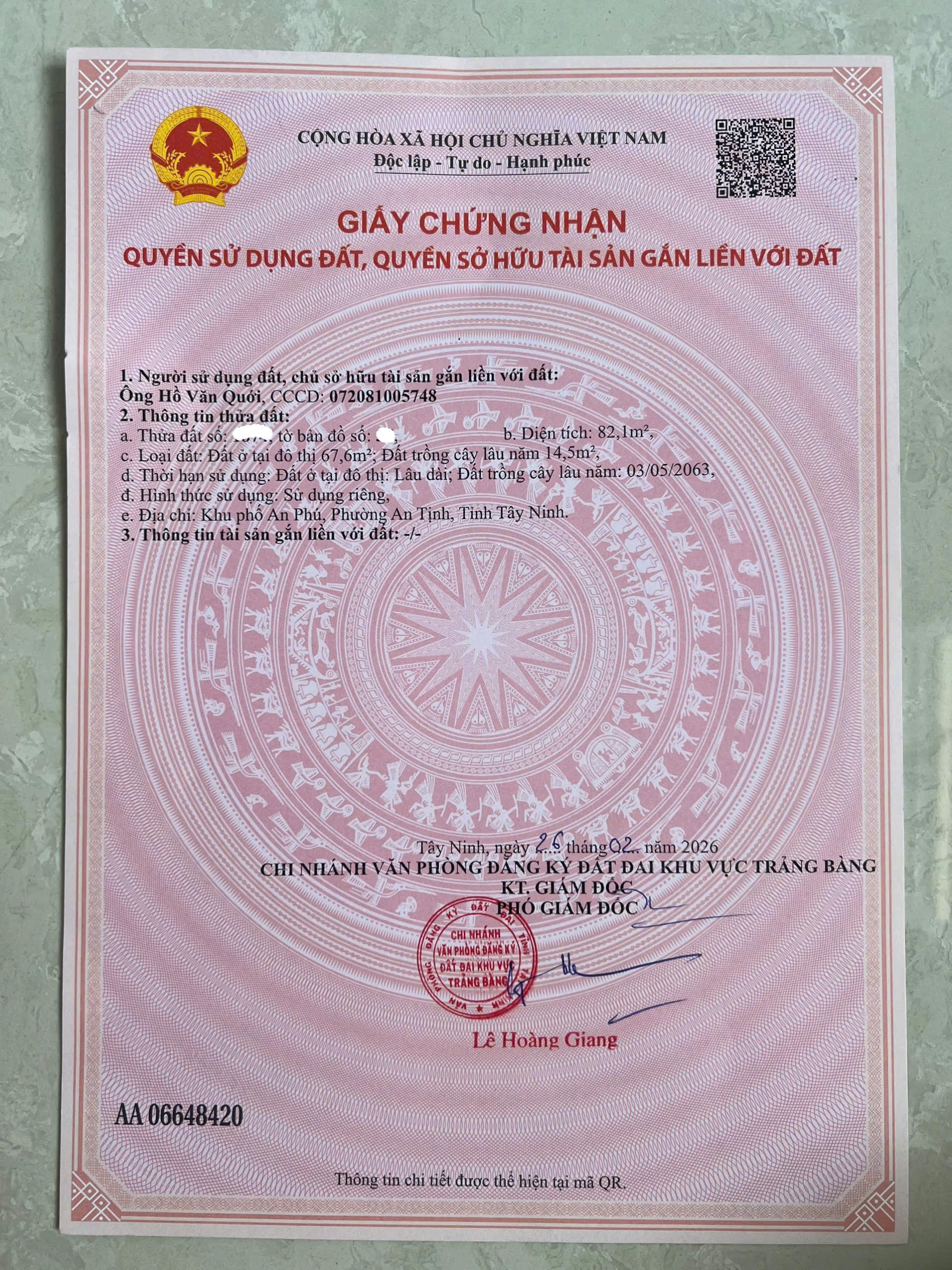 Khu đất đẹp trung tân Trảng Bảng, mặt tiền đường trung tâm 20m, sổ hồng, 650tr