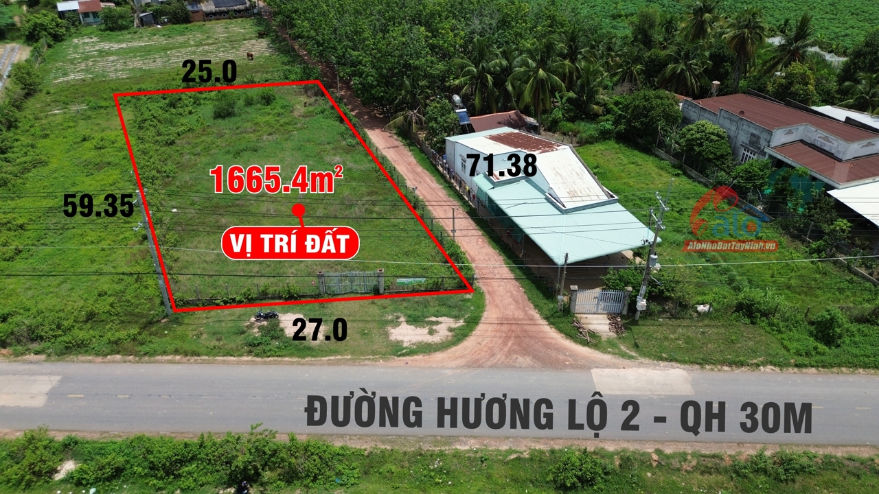 BÁN GẤP ĐẤT MẶT 2 TIỀN ĐƯỜNG HƯƠNG LỘ 2 – CHÂU THÀNH, TÂY NINH