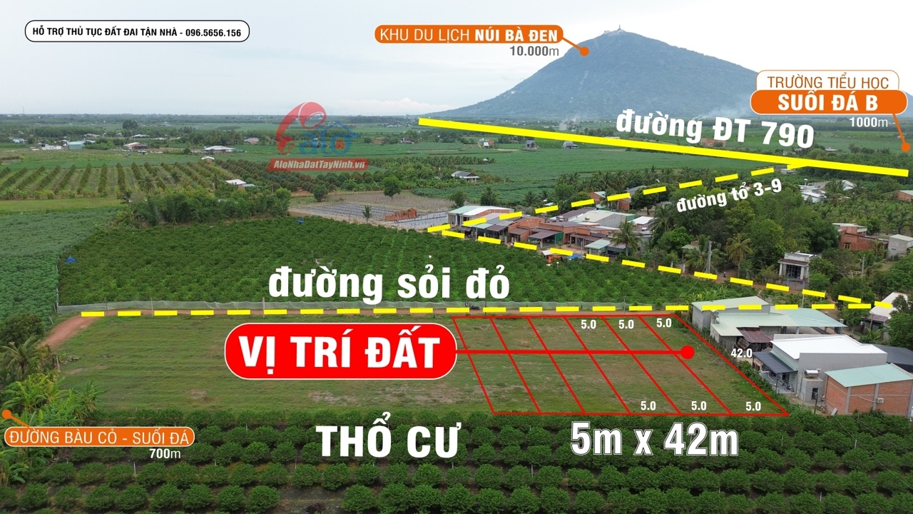 BÁN ĐẤT THỔ CƯ SUỐI ĐÁ, DƯƠNG MINH CHÂU, TÂY NINH – SỔ HỒNG RIÊNG – ĐƯỜNG THÔNG