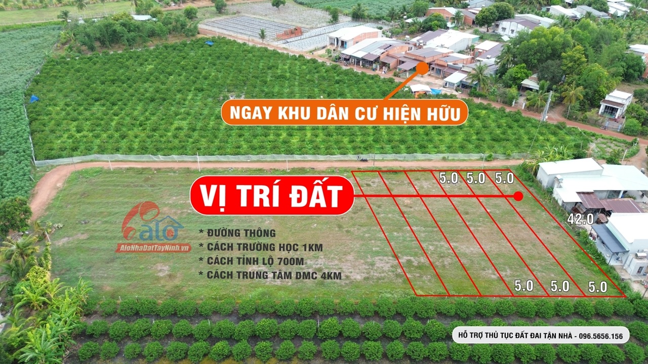 BÁN ĐẤT THỔ CƯ SUỐI ĐÁ, DƯƠNG MINH CHÂU, TÂY NINH – SỔ HỒNG RIÊNG – ĐƯỜNG THÔNG