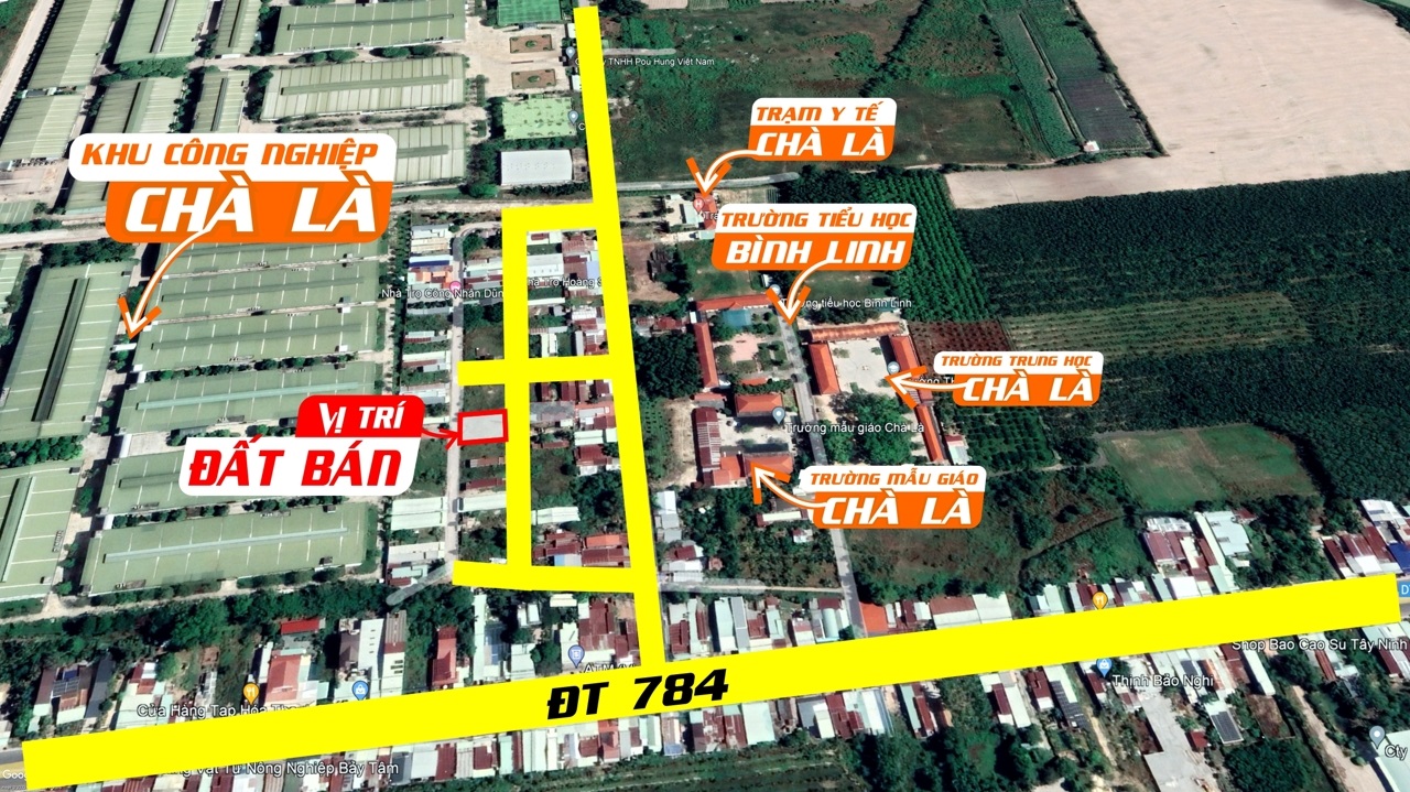 Đất 2 mặt tiền đường sát Khu công nghiệp Chà Là, phường Ninh Thạnh, Tây Ninh
